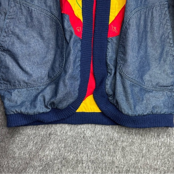 VTG  Handmade Denim  Reversible  Jacket Womens Quilted Multicolored Cardigan L - Picture 2 of 10